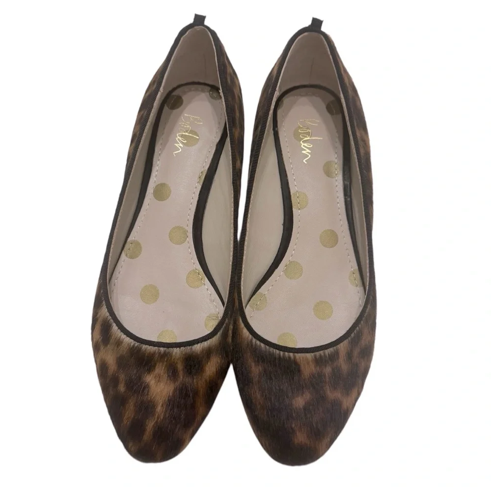 Boden Calf Hair Leopard‎ Print Almond Toe Flats Loafer Sz 6
